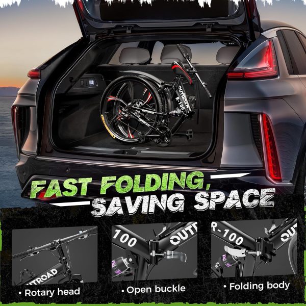 26 Inch Adult Folding Bikes/Mountain Bikes, 21 Speeds Mountain Bicycles with Full Suspension, Dual Disc Brake, High Carbon Steel Frame, Foldable Bike for Men/Women/Teen, Multiple Colors - Image 2