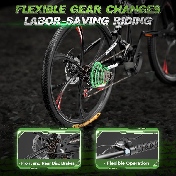 26 Inch Adult Folding Bikes/Mountain Bikes, 21 Speeds Mountain Bicycles with Full Suspension, Dual Disc Brake, High Carbon Steel Frame, Foldable Bike for Men/Women/Teen, Multiple Colors - Image 5
