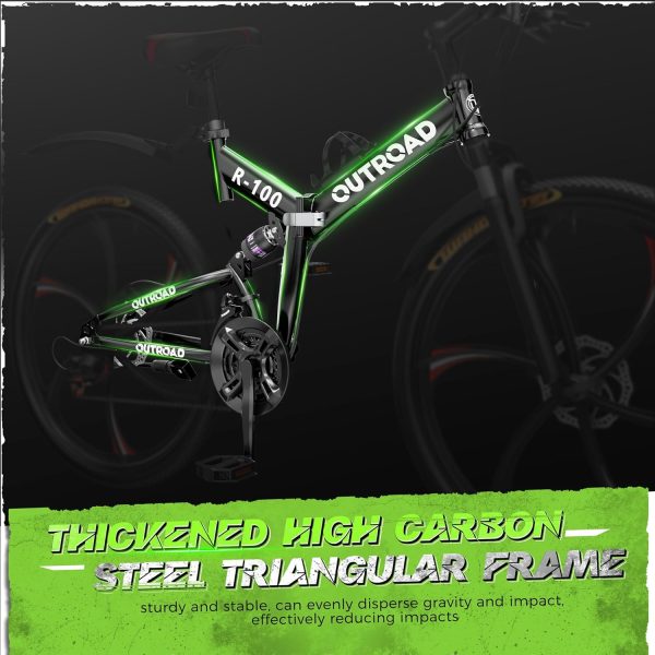 26 Inch Adult Folding Bikes/Mountain Bikes, 21 Speeds Mountain Bicycles with Full Suspension, Dual Disc Brake, High Carbon Steel Frame, Foldable Bike for Men/Women/Teen, Multiple Colors - Image 8