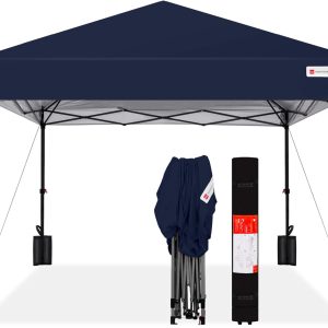 Best Choice Products 10x10ft 1-Person Setup Pop Up Canopy Tent Instant Portable Shelter w/ 1-Button Push, Case, 4 Weight Bags - Blue