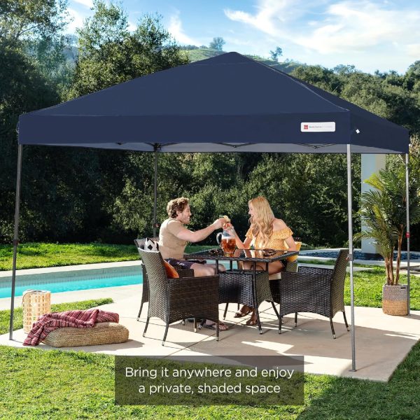 Best Choice Products 10x10ft 1-Person Setup Pop Up Canopy Tent Instant Portable Shelter w/ 1-Button Push, Case, 4 Weight Bags - Blue - Image 7