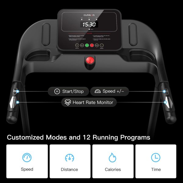 CURSOR FITNESS Home Folding Treadmill with Pulse Sensor, 2.5 HP Quiet Brushless, 7.5 MPH, 265 LBS Capacity - Image 2