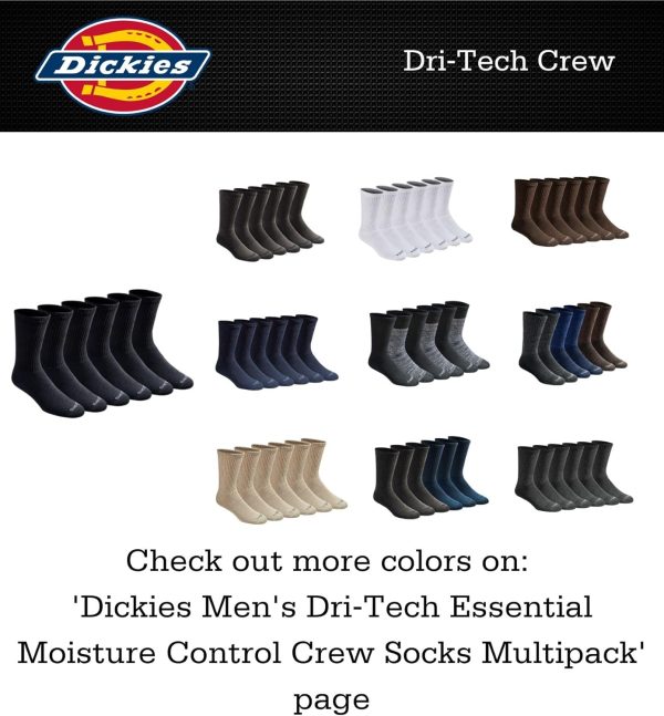 Men's Dri-Tech Moisture Control Crew Socks Multipack, Available in M-XXL - Image 4