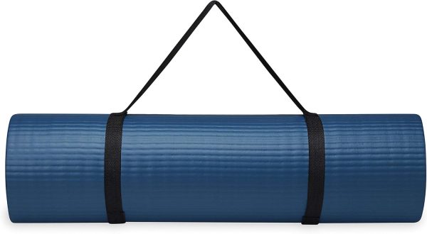 Gaiam Essentials Thick Yoga Mat Fitness & Exercise Mat with Easy-Cinch Yoga Mat Carrier Strap, 72"L x 24"W x 2/5 Inch Thick - Image 8