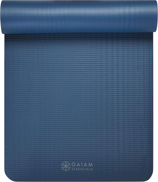 Gaiam Essentials Thick Yoga Mat Fitness & Exercise Mat with Easy-Cinch Yoga Mat Carrier Strap, 72"L x 24"W x 2/5 Inch Thick - Image 10