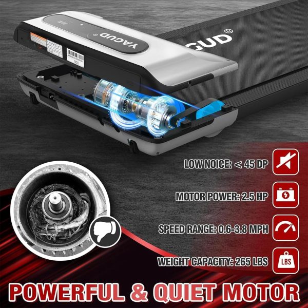 Under Desk Treadmill, Walking Pad for Home and Office, 2.5 HP Portable Walking Jogging Running Machine with Remote Control and LED Display, Sliver - Image 2