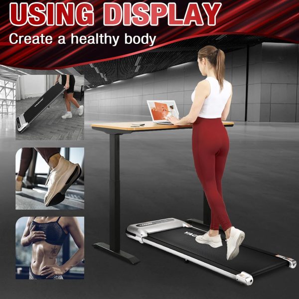 Under Desk Treadmill, Walking Pad for Home and Office, 2.5 HP Portable Walking Jogging Running Machine with Remote Control and LED Display, Sliver - Image 6
