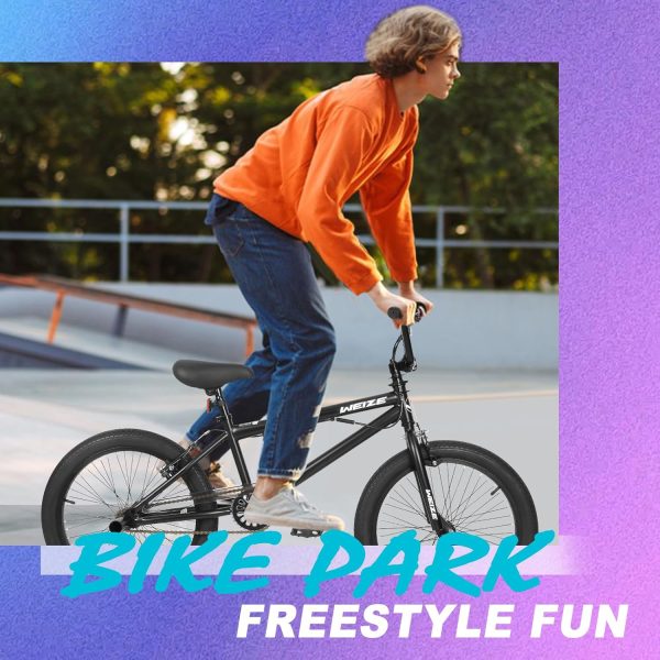 WEIZE Freestyle BMX Bike, 20 inch Trick Bicycle for Kids and Adults Men Women, Hi-Ten Steel Frame, 360 Degree Rotor Freestyle, 4 Pegs Single Speed Teen Bike, Beginner-Level to Advanced Riders - Image 8